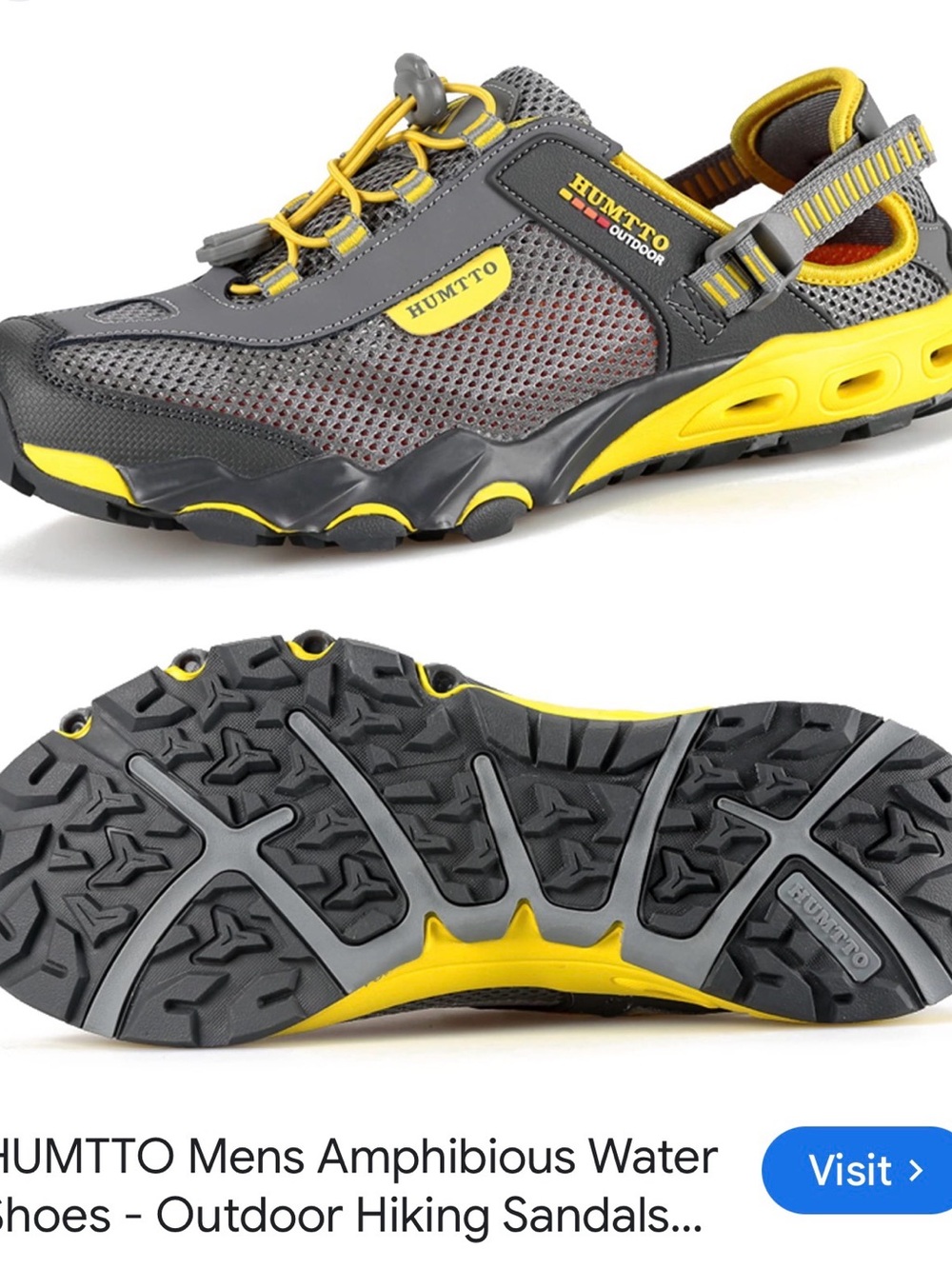Men's Gray and Yellow Amphibious Outdoor Sandals